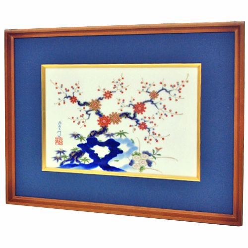 陶板に描かれた梅図