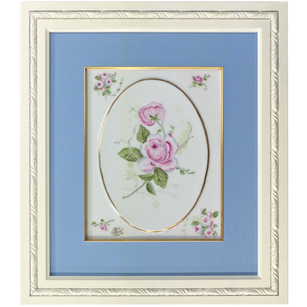 薔薇の描かれた陶板