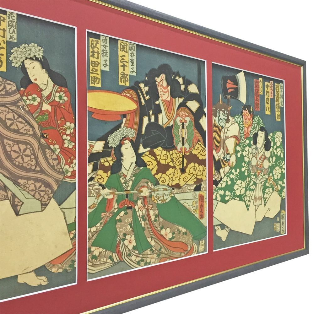 歌川国貞 浮世絵3枚続き