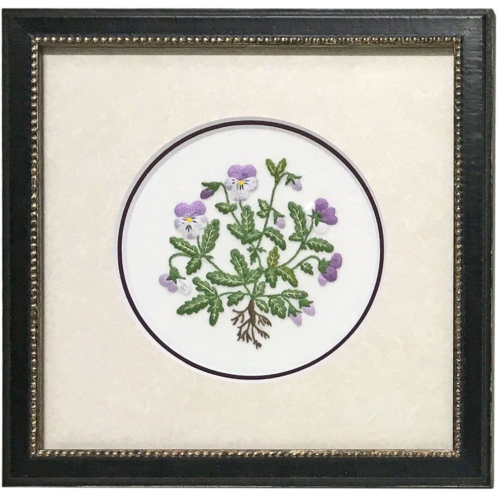 刺繍 ビオラの花