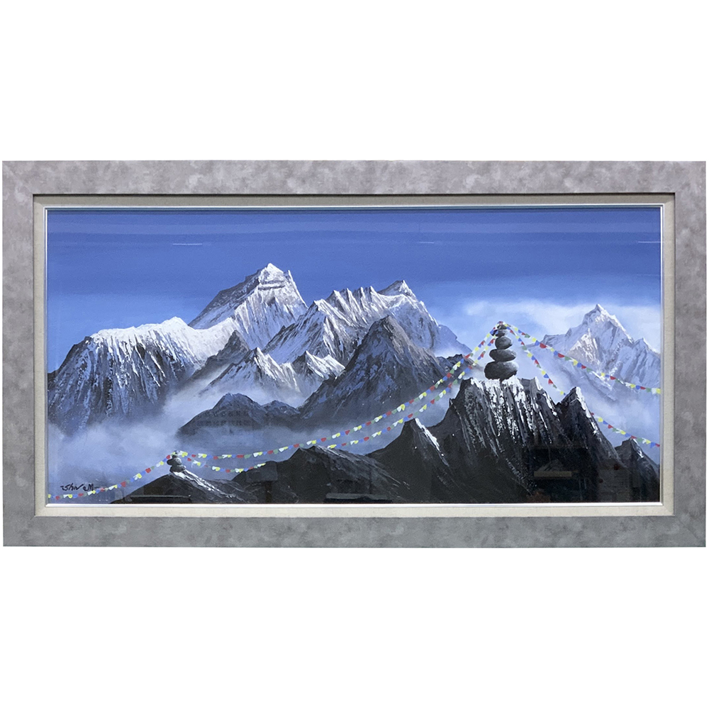 山岳風景の油彩画 画布