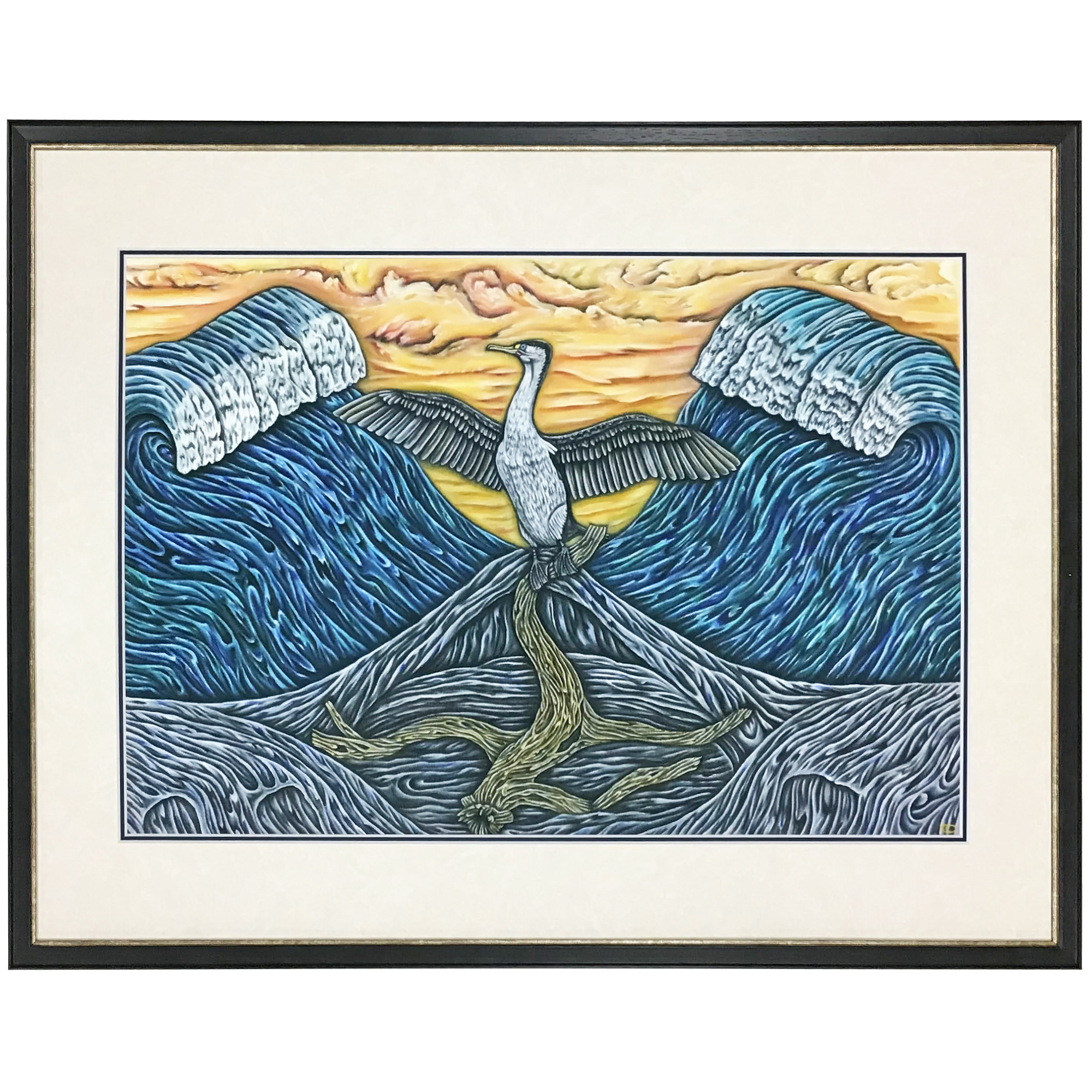 鳥と海の絵