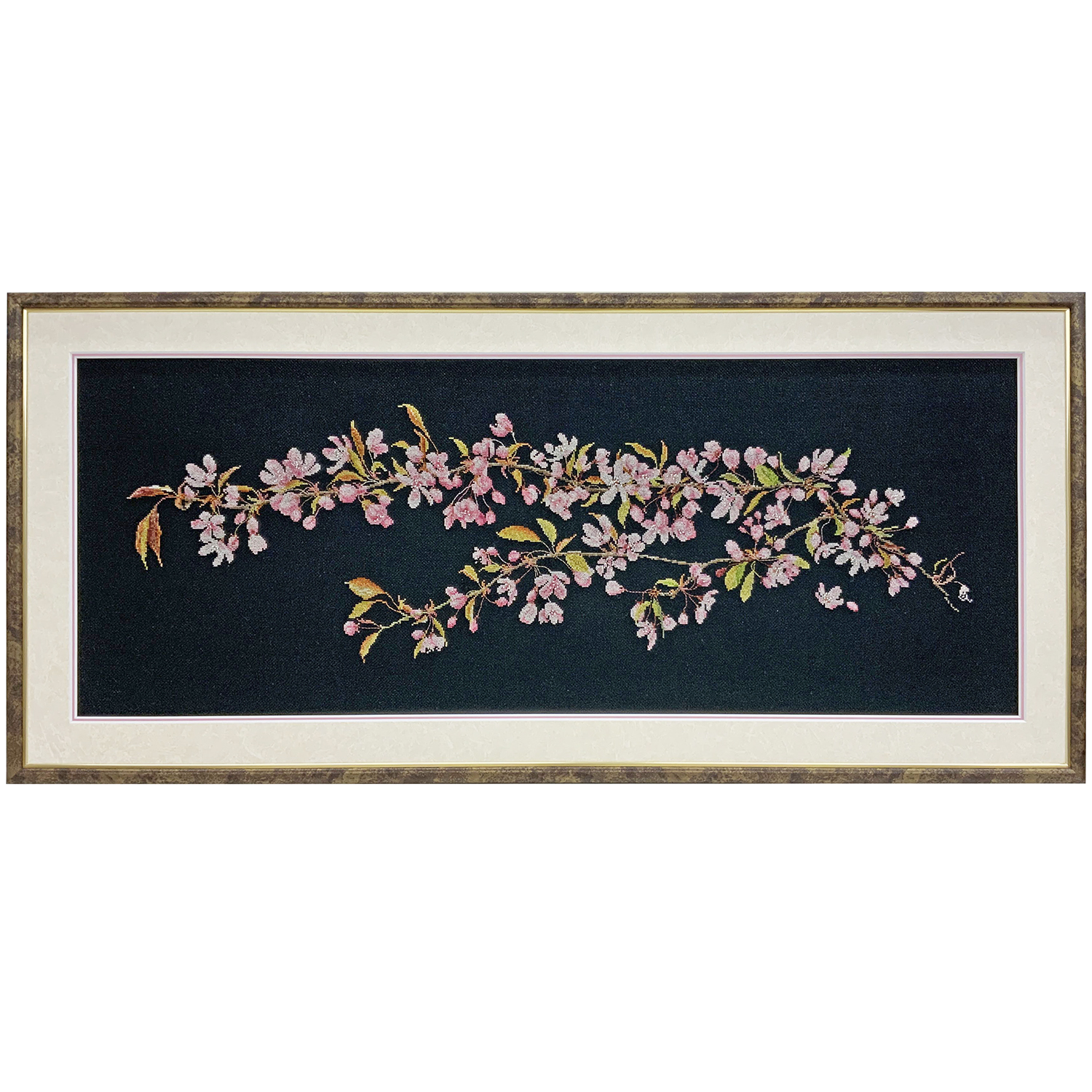 夜桜の刺繍