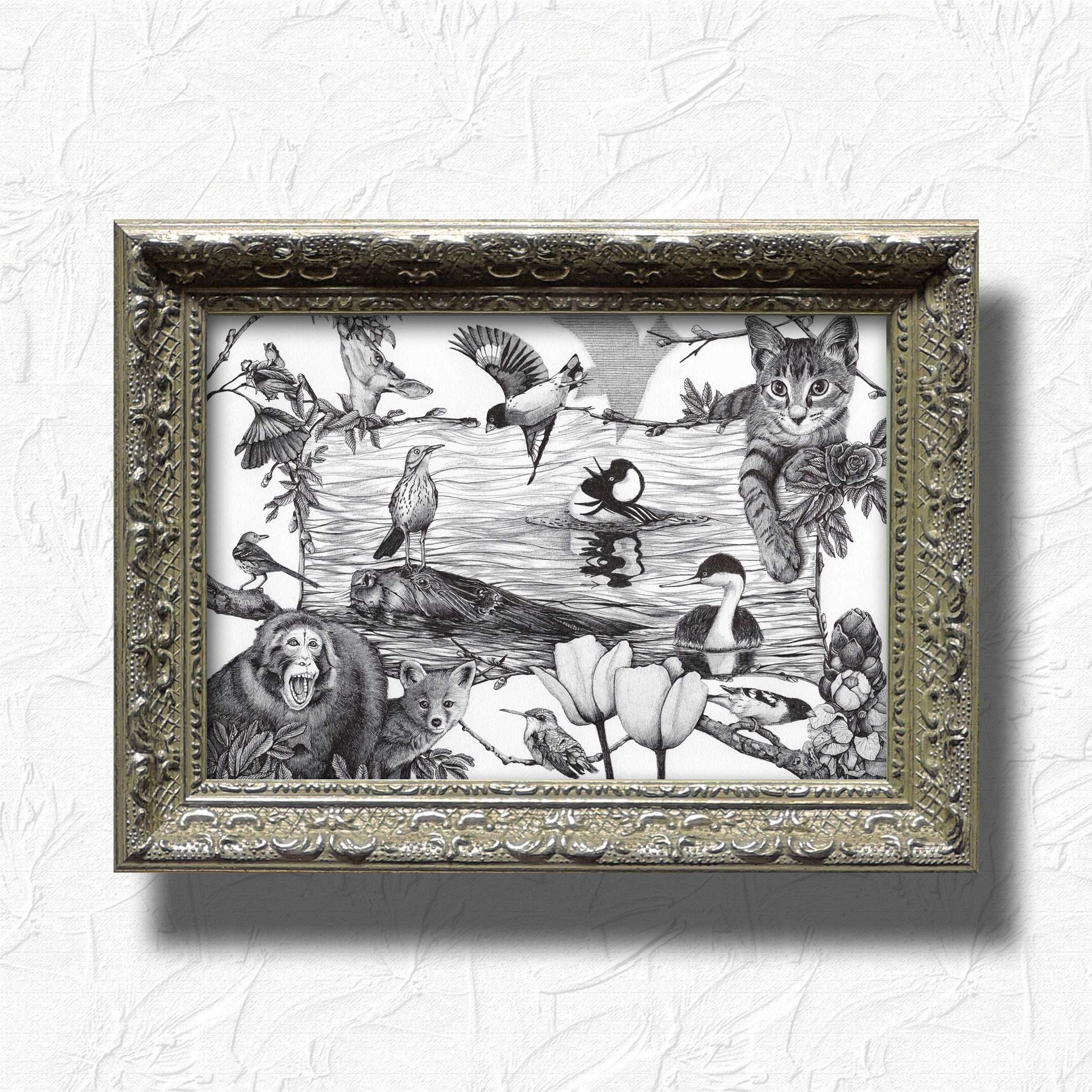 fra-me 友人の写真から描き起こしたペン画のカード soartanimation