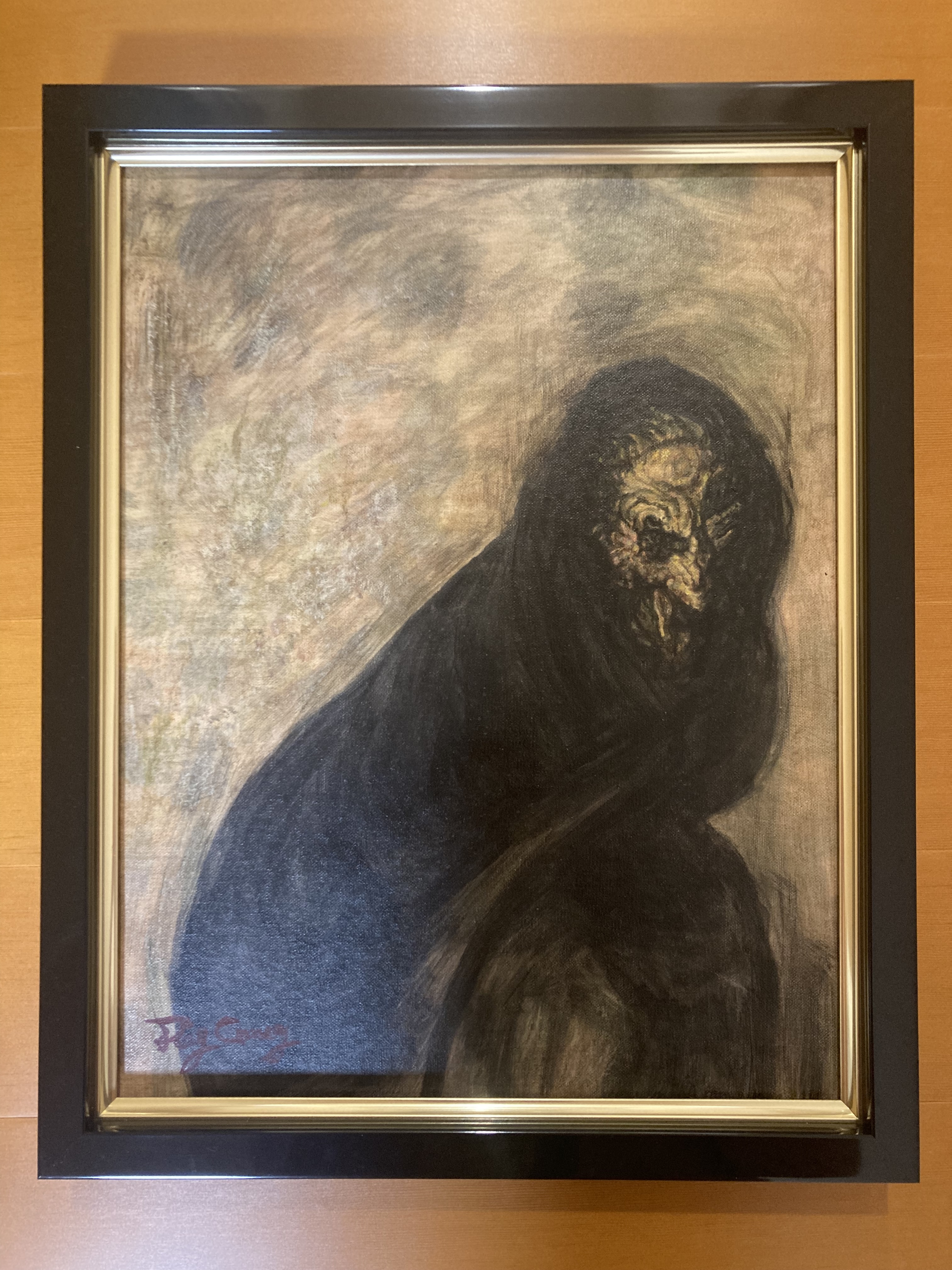 fra-me 油絵額縁 8235 F6 ブラック使用例 うしあん